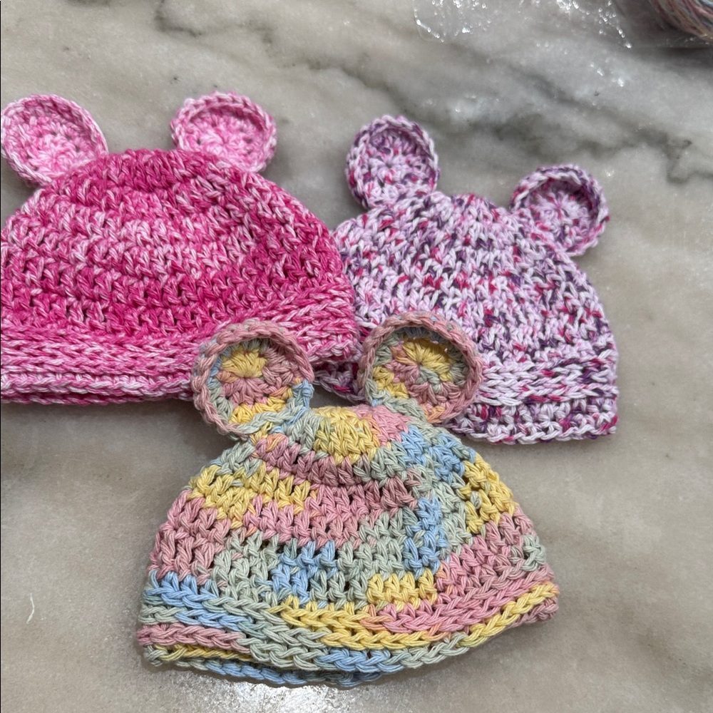 New Handmade Colorful Knit Bear Ear Kids Hats / 100% cotton